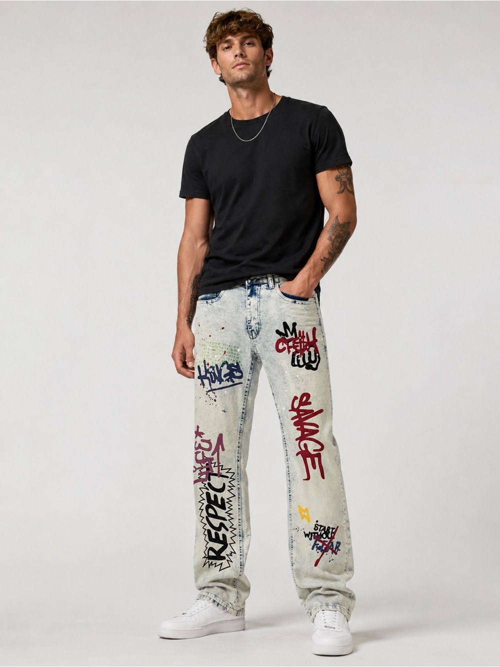 Argonaut Nation Jeans Size 30 x 32 Acid Wash Graphic Streetwear Denim